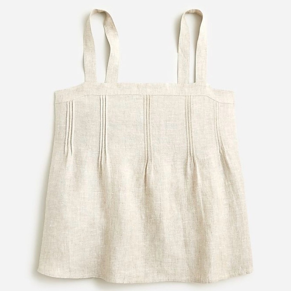 J. Crew White Bow Back Linen Square Neck Adjustable Strap Tank Top NWT Sz XXL